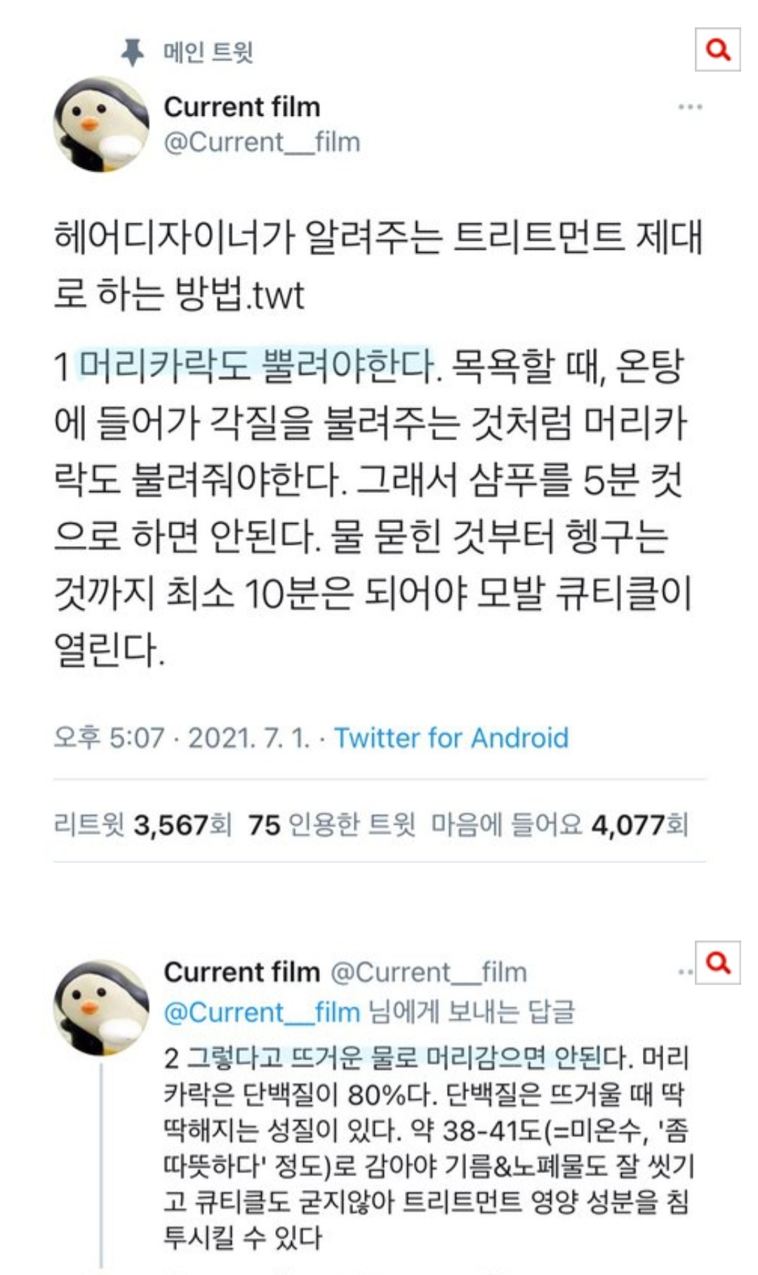 헤어디자이너가 알려주는 트리트먼트 제대로 하는 방법.twt
