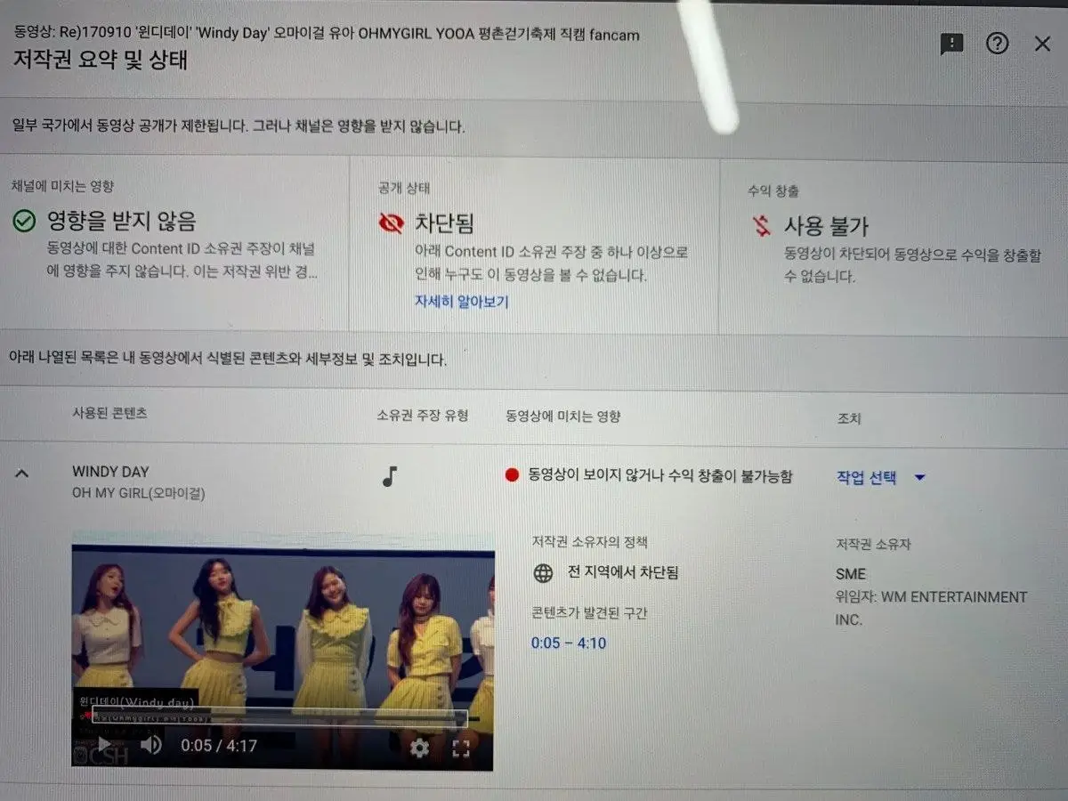 오마이걸 직캠이 실시간으로 잘려나가는 이유