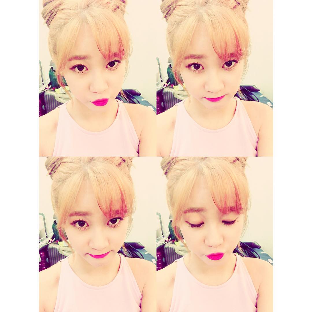유나(AOA) 150731 인스타그램 - 곰돌이 귀 ㅋ.. ㅋ