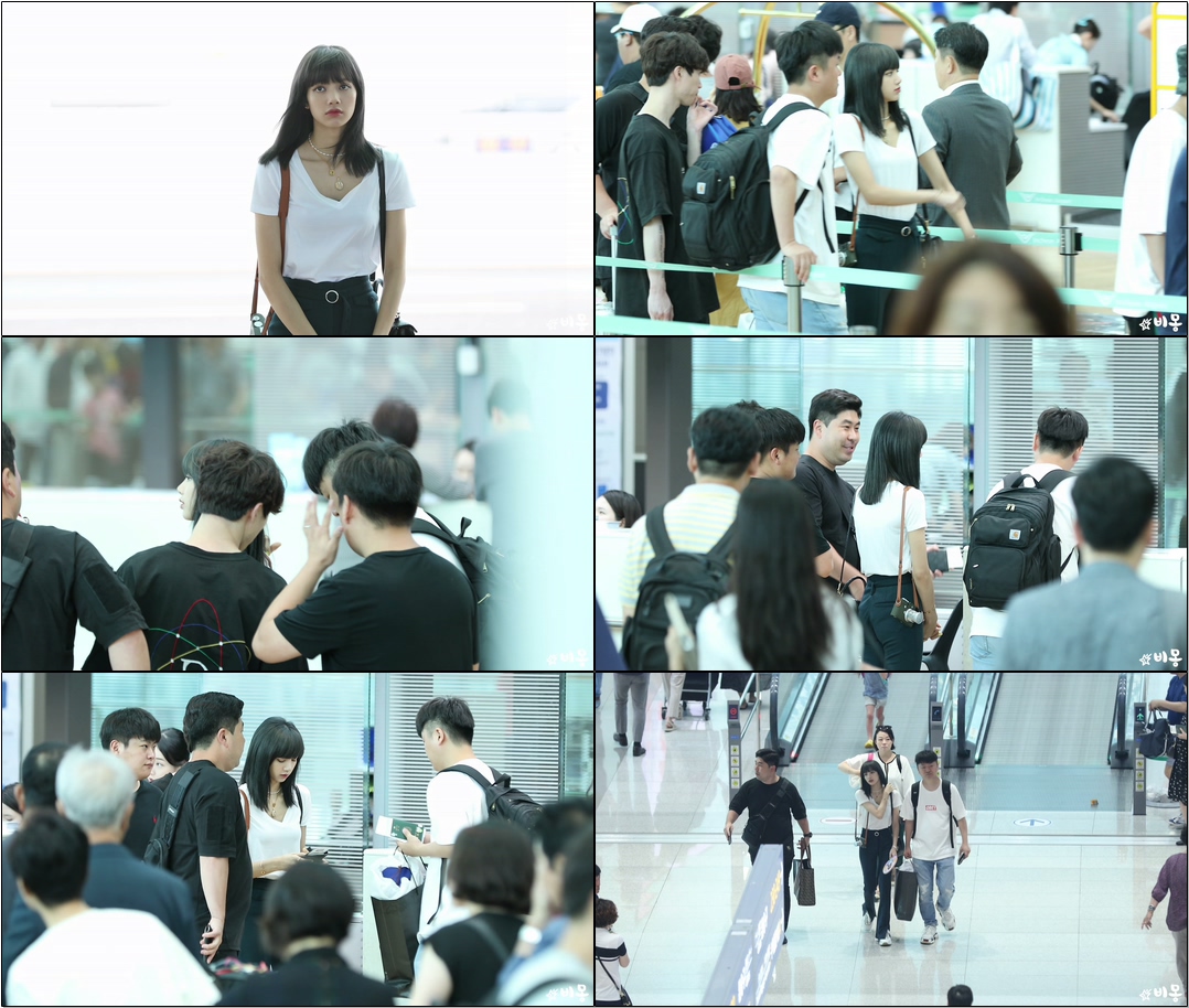 190710 #블랙핑크(#BLACKPINK) #리사(#Lisa) 출국 Departure (염색 머리 손질해주는 매니저오빠들) [인천공항] #직캠