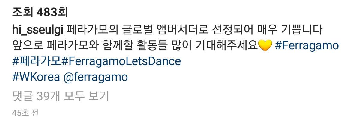슬기 인스타 업뎃 (feat. 페라가모)