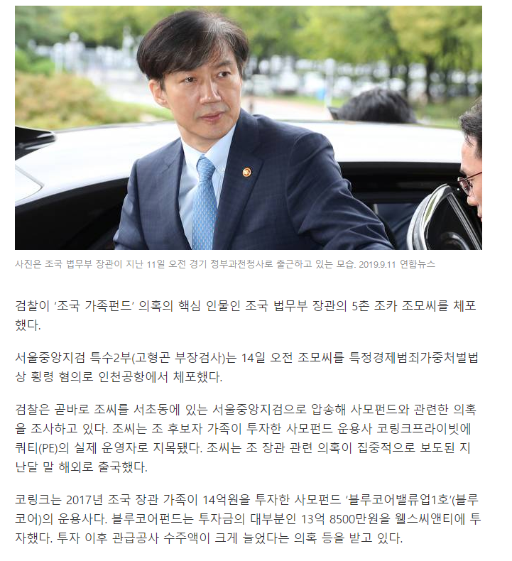 '조국 가족펀드' 5촌 조카 인천공항서 체포