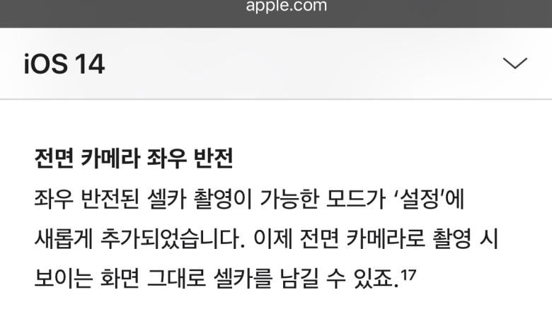 아이폰 사진 촬영시 좌우 반전 효과 지원