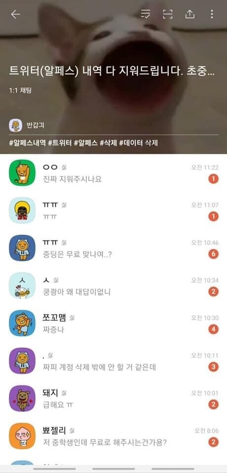 알페스 지워준다고 하니 반응들..