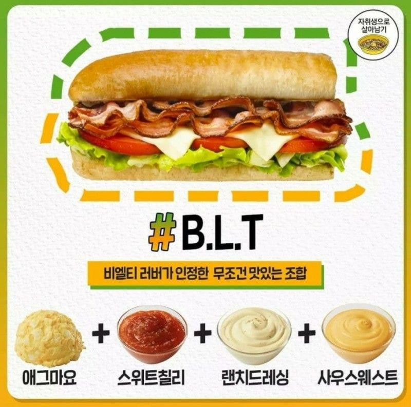 서브웨이 메뉴별 꿀조합 소스 정리