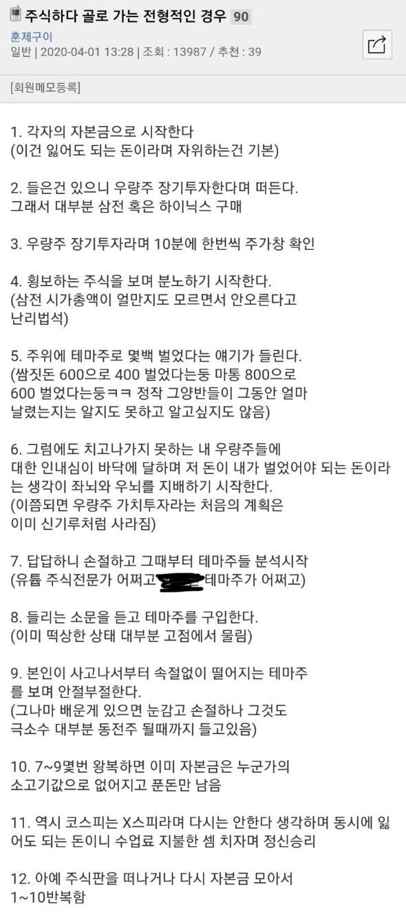 주식하다 골로 가는 전형적인 경우