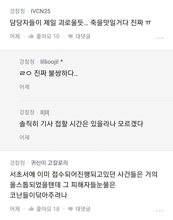 블라인드에 경찰청 직원이 쓴 글 (한강사건 관련)