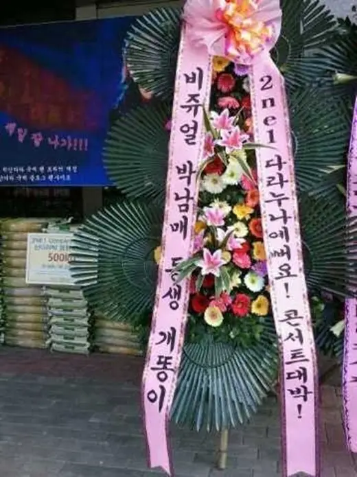 2NE1 콘서트, 비쥬얼 박남매 동생 개똥이가 보낸 화환