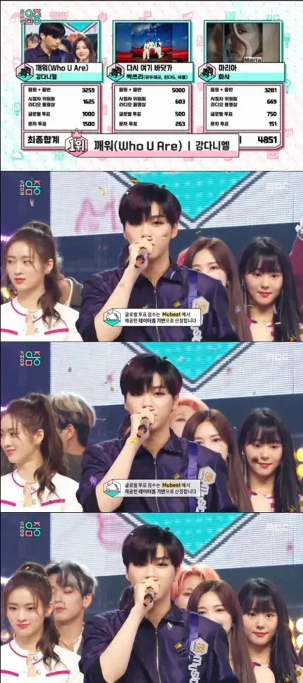 '음악중심' 강다니엘, '깨워'로 컴백 후 1위 3관왕